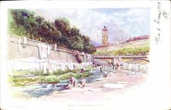 CPA Fantaisie Illustrateur Nice Le paillon Lavandieres