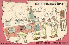 CPA Militaria La gourmandise Sept Peches Capitaux du soldat