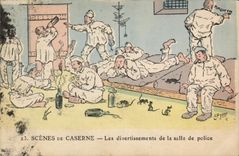 VINTAGE POSTCARD Militaria entertainments of the room of police force