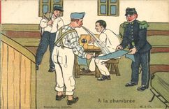 CPA Militaria A la chambree