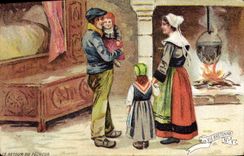 CPA Folklore La vie bretonne 1 Publicite Chicoree A la Belle jardiniere Beriot a Lille