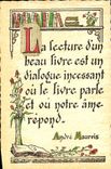 CPA Fantaisie Devise La lecture d'un beau livre Andre Maurois