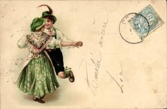 VINTAGE POSTCARD Fantaisie Dances Woman Folklore