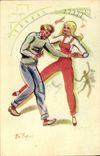 CPA Fantaisie Danse Femme Be Bop par Alice Huertas 