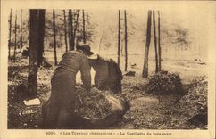 VINTAGE POSTCARD Folklore pastoral Work the deadwood gathering