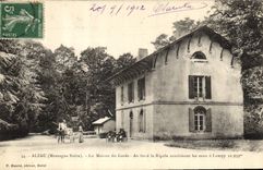 VINTAGE POSTCARD Alzau the house of the guard At the bottom the Drain leading water has Lampy