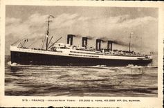 CPA Bateau Paquebot SS France Havre New York 