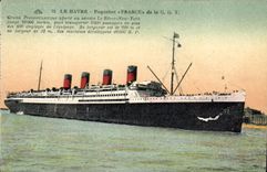 VINTAGE POSTCARD Boat Steamer France of CGT