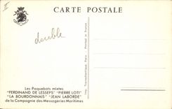 El barco de la POSTAL de la VENDIMIA mezcló el transporte marítimo hacia fuera empaquetado Pedro de Steamers Fernando de Lesseps Bourdonnais Jean Laborde