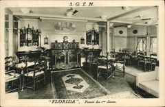 VINTAGE POSTCARD Boat Steamer SGTM Florida Smoking-room of the 1st classes