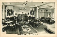 VINTAGE POSTCARD Boat Steamer Florida Smoking-room of the 1st classes Tobacco
