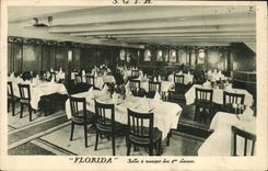 VINTAGE POSTCARD Boat Steamer SGTM Florida Dining room of the 2nd classes