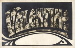 VINTAGE POSTCARD Fantasy Valentine First name