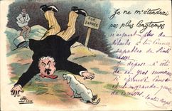 VINTAGE POSTCARD Fantasy Illustrator G Lion Man Dog Street barree