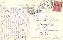 VINTAGE POSTCARD Fantasy Illustrator G Lion Man Dog Street barree