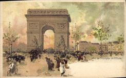 VINTAGE POSTCARD Fantasy Illustrator Luir Luigi Arc de Triomphe of Etoile Paris