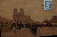 VINTAGE POSTCARD Fantasy Illustrator Luir Luigi Paris Close to the Bridge St Michel Notre Dame