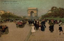 VINTAGE POSTCARD Fantasy Illustrator Luir Luigi Paris Avenue of the Bois de Boulogne and Park of Etoile