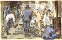 VINTAGE POSTCARD Fantasy Militaria Gabard the bath shower