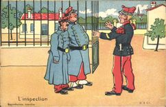 VINTAGE POSTCARD Militaria Fantasy the inspection