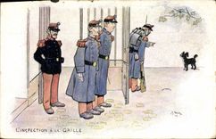 VINTAGE POSTCARD Fantaisie Militaria the inspection has Al roasts