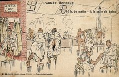 CPA Fantaisie Militaria 10h du matin A la salle de bains 