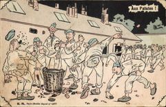 VINTAGE POSTCARD Militaria Fantasy With potatos