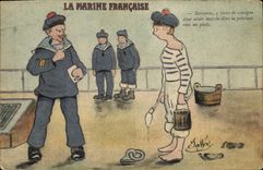 VINTAGE POSTCARD Fantasy Militaria French Marine