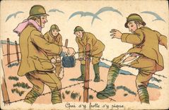 CPA Fantaisie Militaria Qui s'y frotte s'y pique