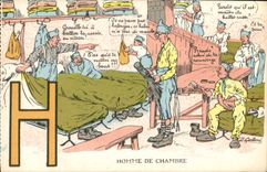 CPA Fantaisie Militaria Homme de chambre 