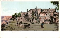 Indios del oeste lejanos del muchacho del criado de la vaca de la POSTAL de la VENDIMIA la barranca grande de la casa del Hopi de Arizona