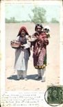 VINTAGE POSTCARD Far West Cow Servant boy Indians Pueblo Pottery venders