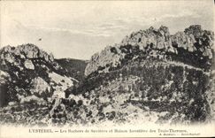 VINTAGE POSTCARD Drill Esterel rocks of Survieres and Maison forestiere of the Three Thermal baths