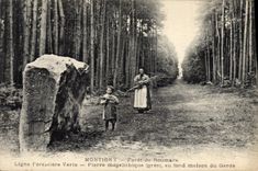 VINTAGE POSTCARD Drill Montigny Drill of Roumare Green Line forestiere Pierre megalithic at the bottom house of the guard