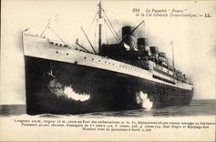 VINTAGE POSTCARD Boat Steamer France of the Transatlantic General Co
