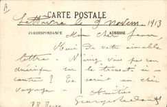 VINTAGE POSTCARD Boat Steamer Le Havre the Deck chair France in the port