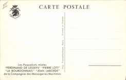 VINTAGE POSTCARD Bateau mixed Steamers Ferdinand of lesseps Pierre Loti bourdonnais It Jean Laborde