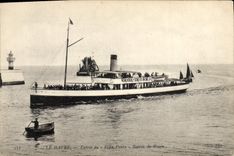 VINTAGE POSTCARD Boat Steamer Le Havre Entered of Felix Faure Boat of Rouen