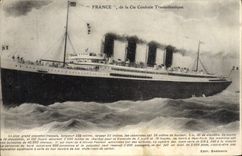 CPA Bateau Paquebot France de la Cie Generale Transatlantique 