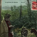 CPA Chevre La gardeuse de chevres Folklore 
