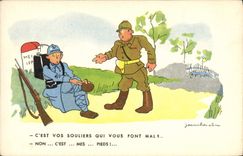 CPA Fantaisie Militaria C'est vos souliers qui vous font mal Jean Cheval