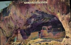 VINTAGE POSTCARD Far West Cow Servant boy Tonto ruins National Monument