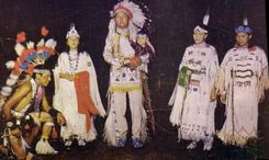 CPA Far West Cow Boy Indian princess and brave of the cheyenne Indian Tribe 