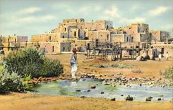 CPA Far West Cow Boy Pueblo de Taos New Mexico Indiens