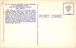 VINTAGE POSTCARD Far West Cow Boy Kiva off ancient cliff dwellers in ceremonial undermines Los Frijoles Canyon New Mexico City