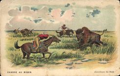 CPA Far West Cow Boy Chasse au bison Amerique du Sud 