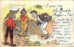 VINTAGE POSTCARD Far West Cow Servant boy