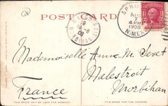 CPA Far West Cow Boy Home of the Cliff dwellers Pueblo of Santa Clara NM