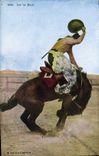 VINTAGE POSTCARD Far West Cow Servant boy Rodeo Let er Buck