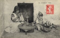 CPA Tabac Scenes et types Narghile 